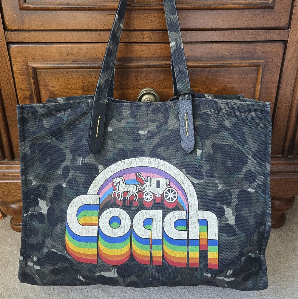 Coach Camouflage Tote Bag with Rainbow Logo 2022 special edition